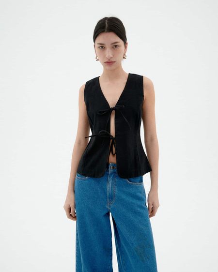 Top à noeuds en coton bio | noir "black elise top"