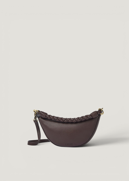 Sac à en cuir certifié | chocolate "leo mini - chocolate soft grain (twisted handle)" - O My Bag