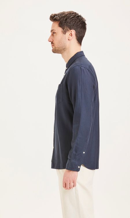 Chemise bleue en tencel et coton bio - larch dark denim, Knowledge Cotton Apparel, photo 4