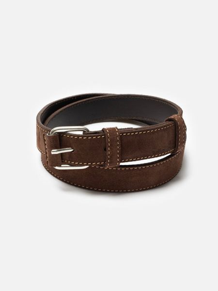 Ceinture cuir suède en tannage végétal | marron "dwayne suede belt - dark brown" - Nudie Jeans