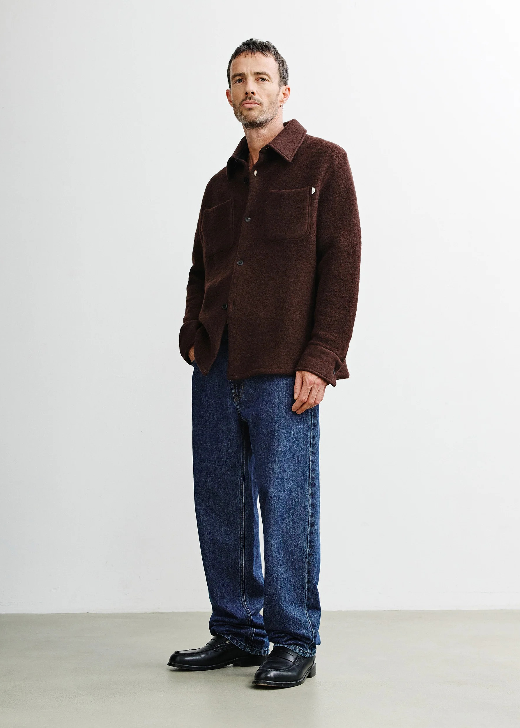 Surchemise en laine et coton bio | marron "Relaxed overshirt - rosewood brown", Rotholz, photo 3