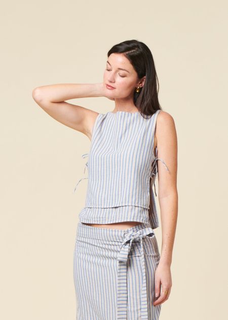 Top en coton bio | rayé "tie top - multi stripe" - Rotholz