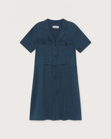 Robe bleu canard en chanvre, coton bio et tencel - karen, Thinking Mu, photo 5