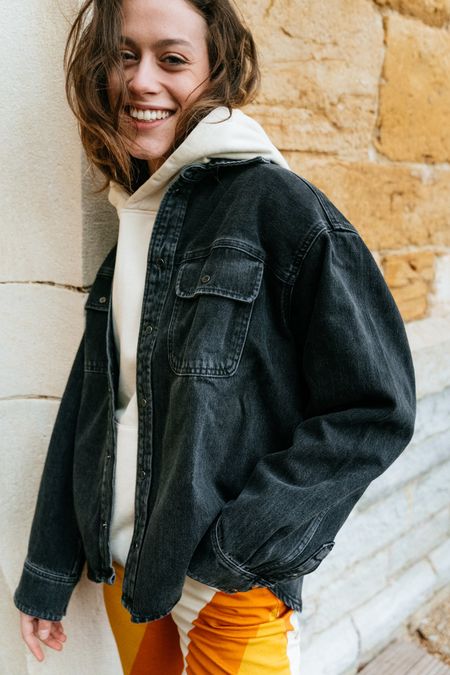 Veste en jean noire en coton bio - ellen overshirt black blizzard, Samsoe Samsoe, photo 2