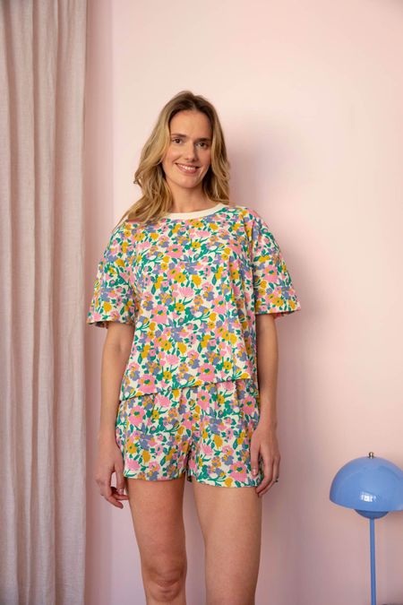 Pyjama gaufré en coton bio | multicolor "Pyjama pastel bloom - liberty" Collab We are Jolies x Hindbag