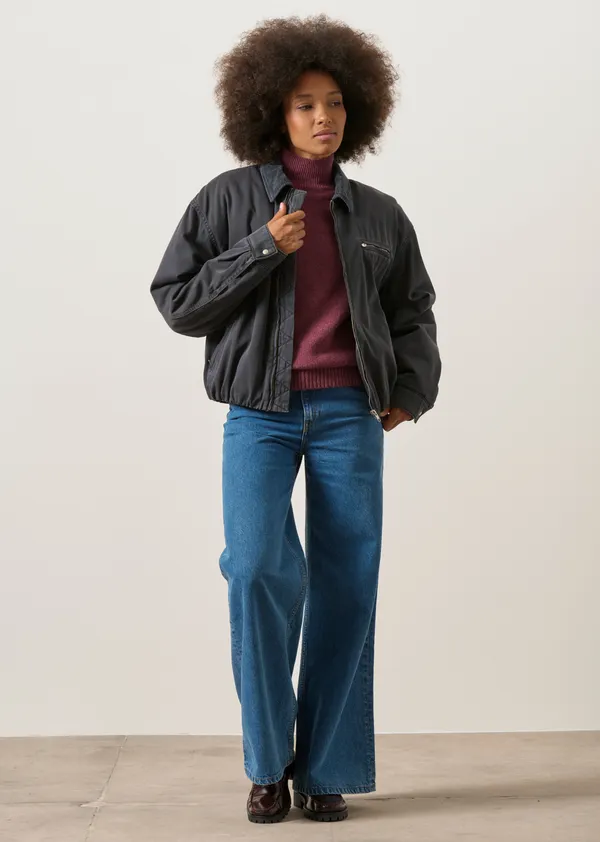 Veste doublée en coton bio | gris foncé "Padded cotton iconic å jacket | dark steel", Armedangels