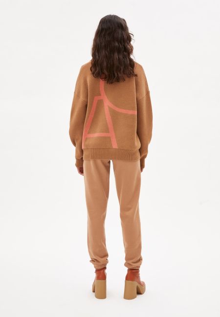 Pull bicolore en coton bio - maniaa logomania smoky almond-pink maple, Armedangels, photo 3