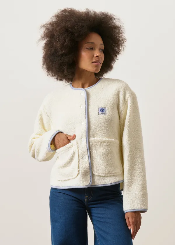 Veste polaire en coton bio et matière recyclée | blanc "Cloudy day jacket creme - white", Mademoiselle Yéyé