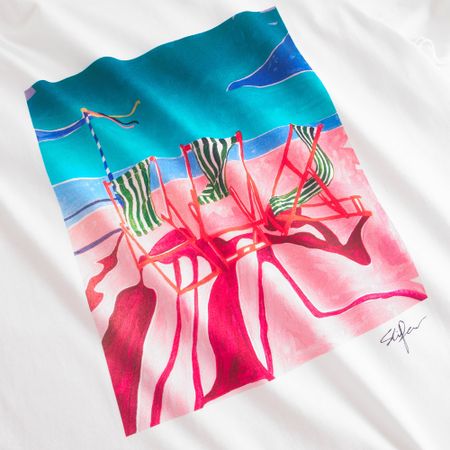 T-shirt en coton bio | blanc "T-shirt vadstena deck chairs white - white" - Dedicated