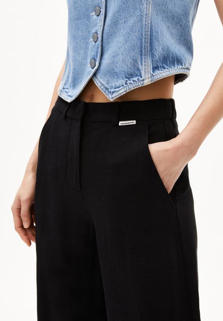 Pantalon ample en ecovero et lin | noir "caarunus lino - black" - Armedangels