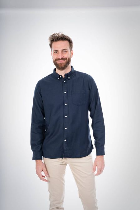 Chemise bleu nuit en tencel et coton bio - larch
