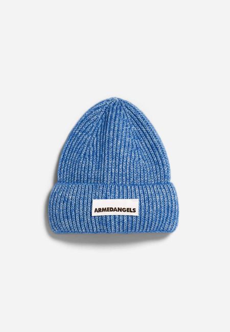 Bonnet à revers en coton et laine bio | bleu "kayaas soft warm blue"