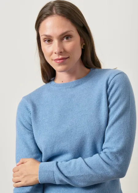 Pull régular en laine mérinos recyclée | bleu méditérranéen, WeDressFair