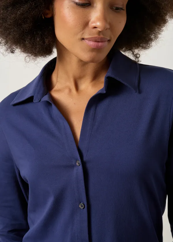 Chemise en coton bio | bleu marine "Nalaannia blouse | tinted navy", Armedangels