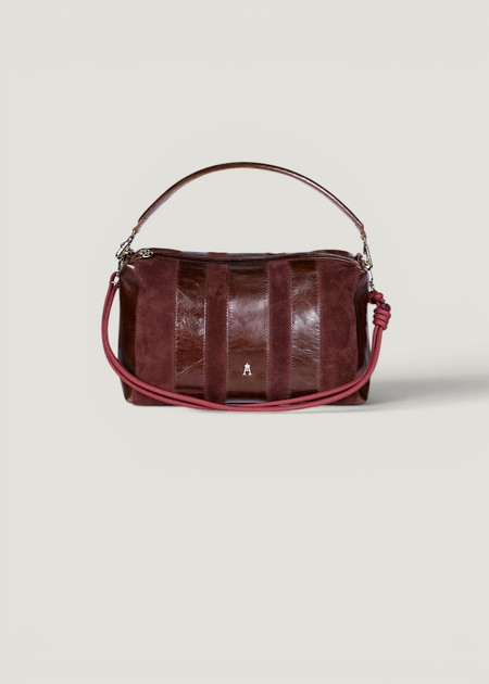 Sac à main en cuir et suède certifié | rayé bordeaux "halo stripe - acajou burgundy", Craie Studio, photo 2