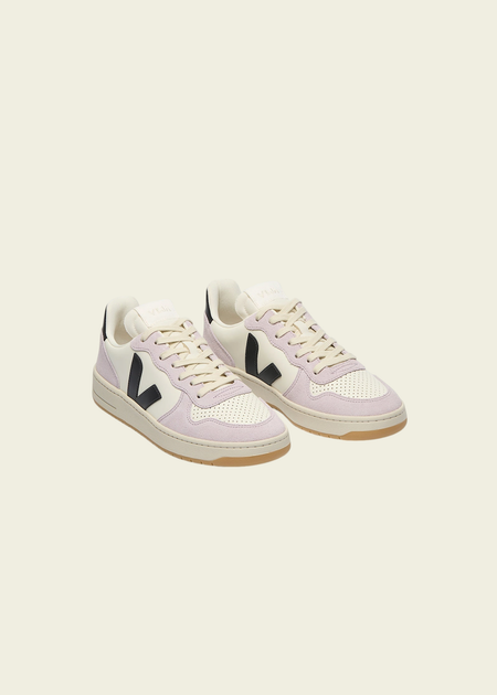 Baskets en cuir | bicolore "v-10 prime - pure_black_parme" - Veja