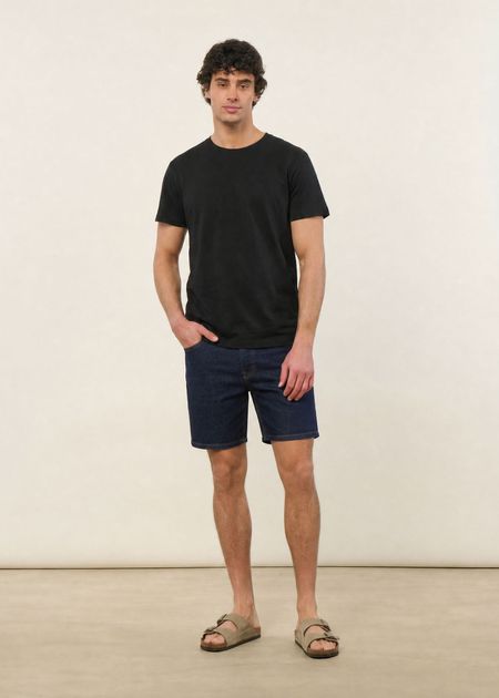 T-shirt classique en coton lin upcyclé | noir, WeDressFair, photo 4