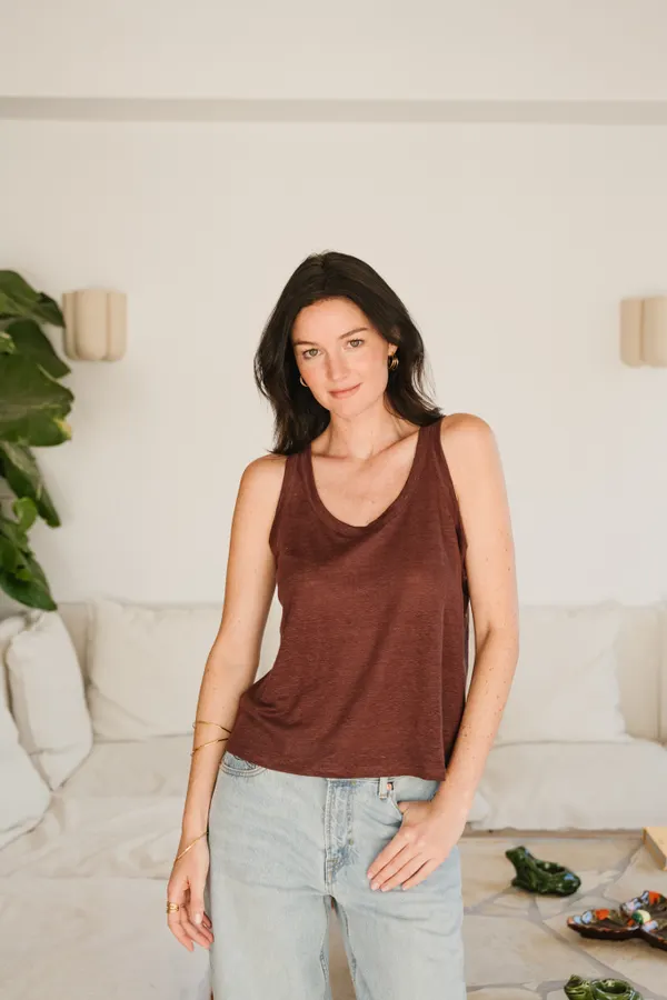 Débardeur en lin upcyclé | chocolat, WeDressFair
