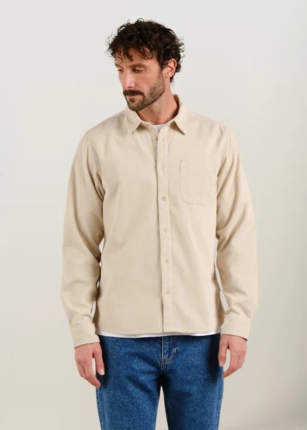 Chemise velours en coton bio | écru "varberg corduroy oat white - rainy day", Dedicated