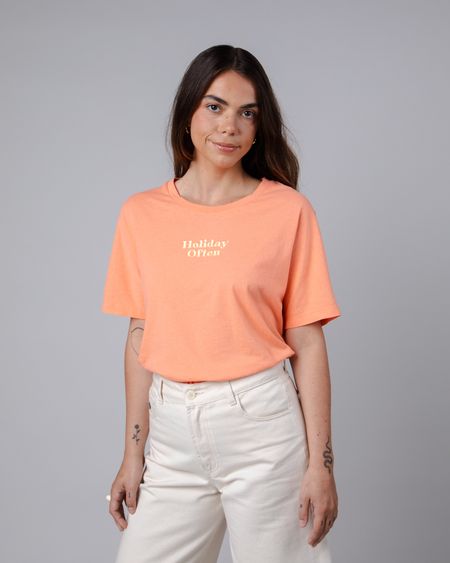 T-shirt en coton bio et recyclé | orange "holidays oversize tee apricot orange"