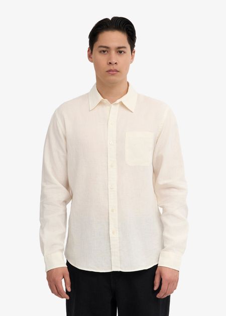 Chemise droite en lin bio | écru "organic linen shirt - ivory white"