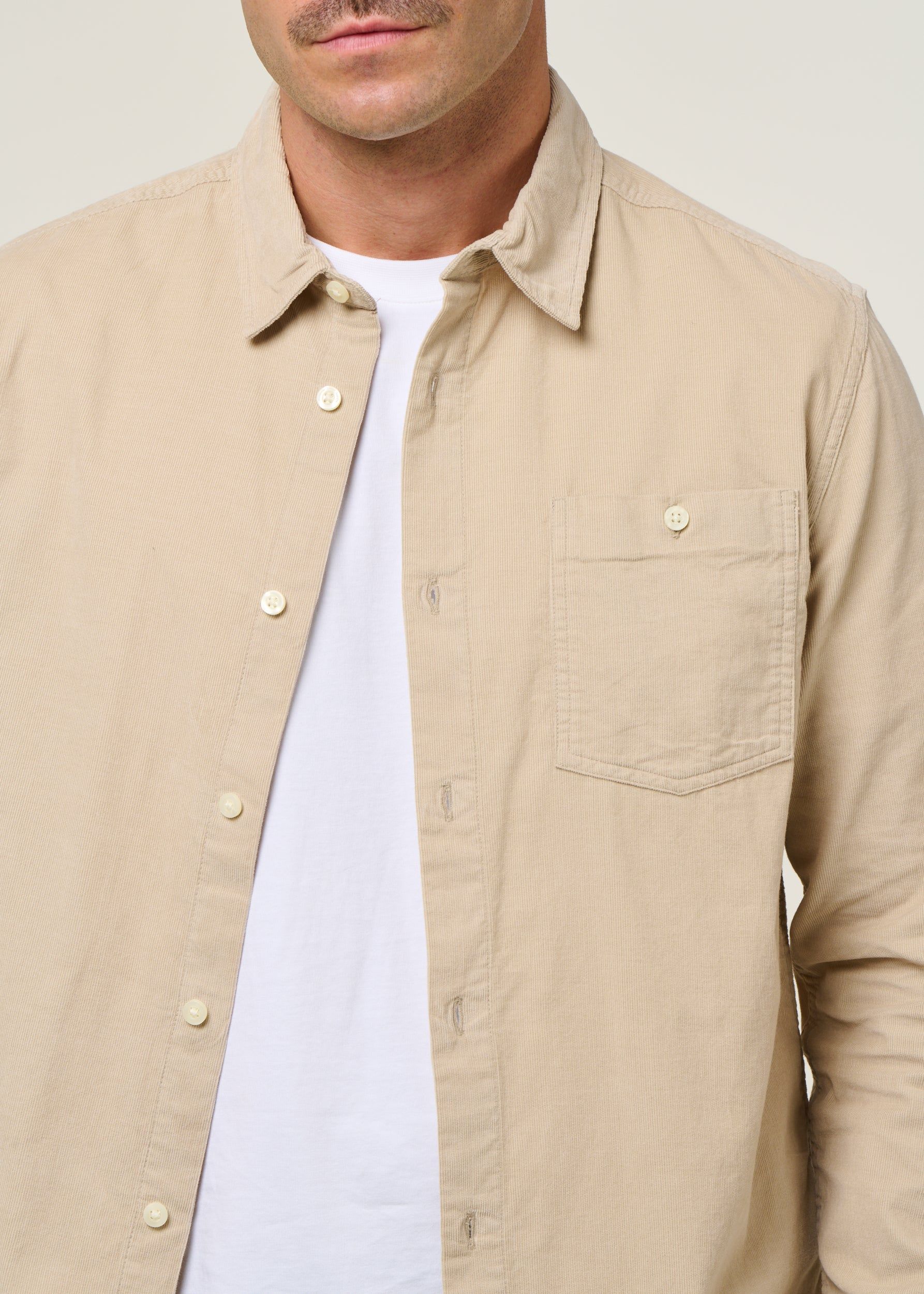 Chemise velours côtelé en coton bio | beige "corduroy shirt light feather gray", Knowledge Cotton Apparel, photo 2