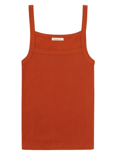 Débardeur en coton bio | rouille "rib strap top - burnt brick" - Knowledge Cotton Apparel