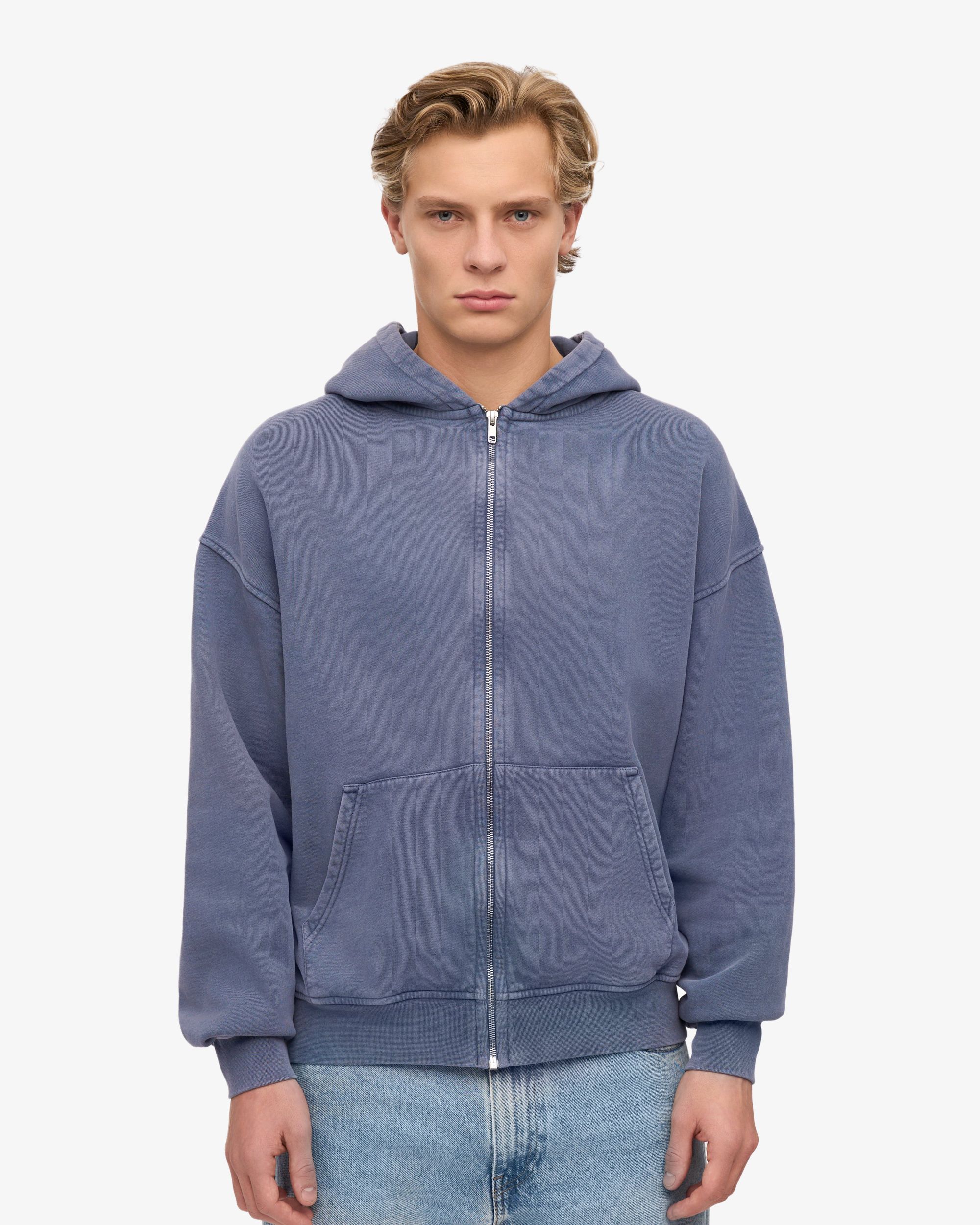 Sweat zippé oversize en coton bio | bleu "organic oversized zip hood - neptune blue", Colorful Standard, photo 1