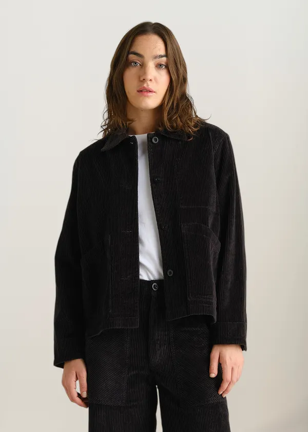 Veste velours en coton bio | noir "Jacket stiby corduroy black", Dedicated