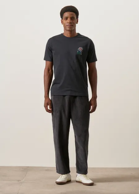 Pantalon ample velours en coton bio | gris "Cord wide pant - washed anthracite", Rotholz