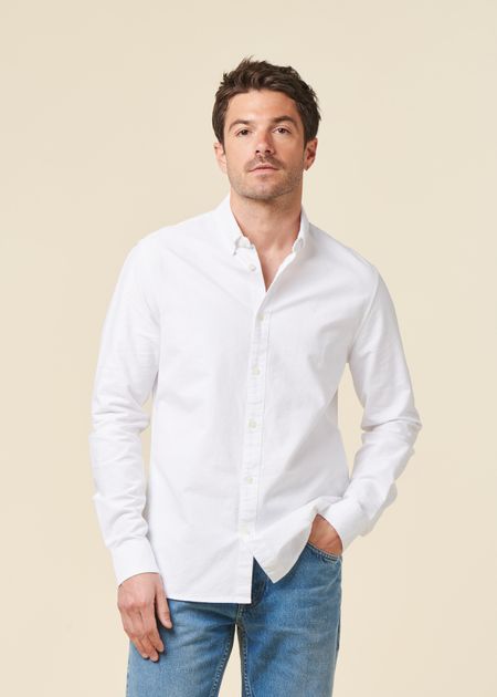 Chemise en coton bio | blanc "harald small owl oxford regular fit shirt bright white"