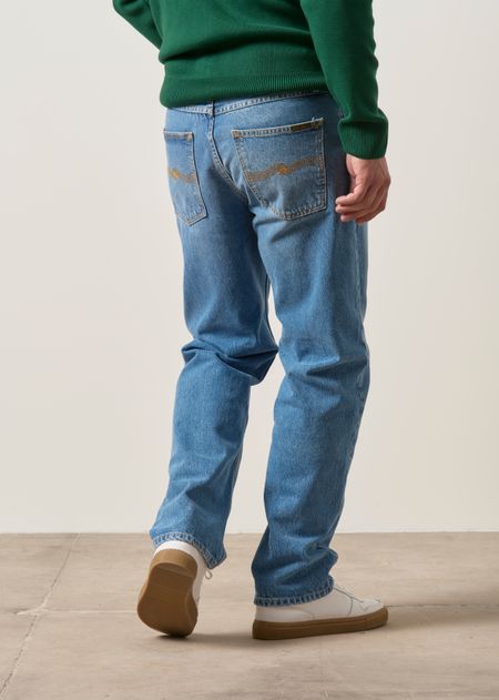 Jean droit large en coton bio | bleu délavé "rad rufus indigo blues", Nudie Jeans, photo 3