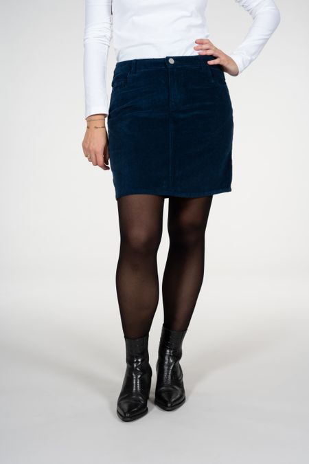 Jupe velours bleu en coton bio - romy