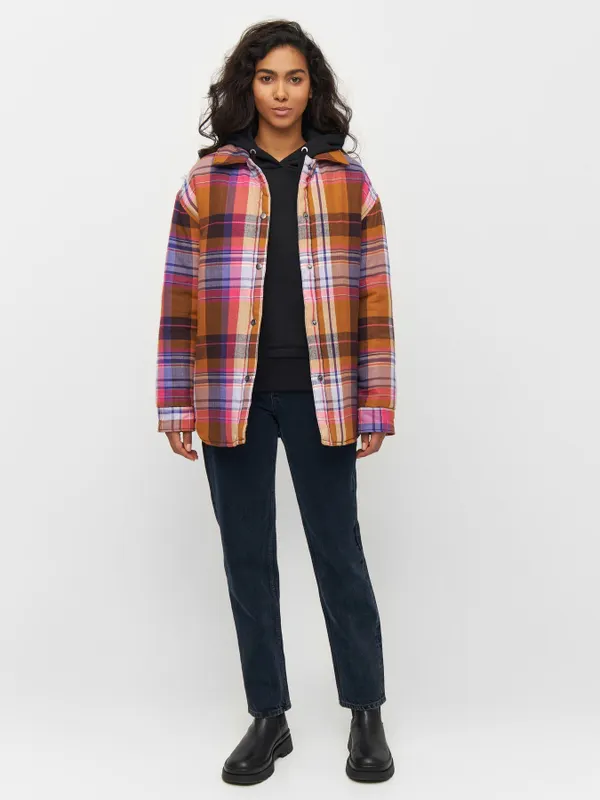 Veste matelassée en coton bio et matière recyclée | carreaux "overshirt multi check", Knowledge Cotton Apparel