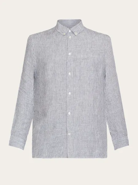 Chemise en lin bio | rayé "regular striped linen shirt total eclipse", Knowledge Cotton Apparel, photo 6