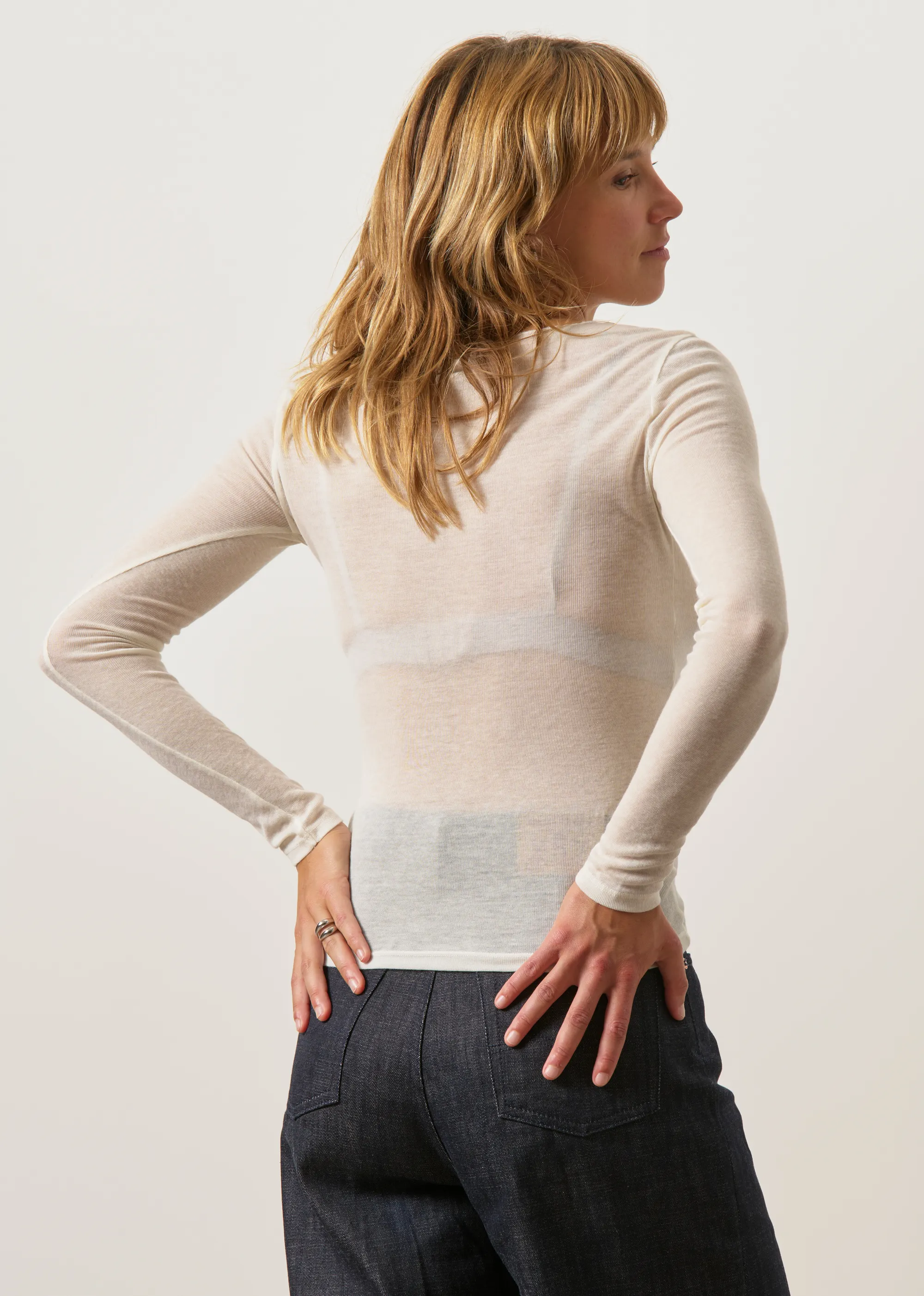 Tee-shirt seconde peau en tencel et laine mérinos  | écru "Milla", WeDressFair, photo 4