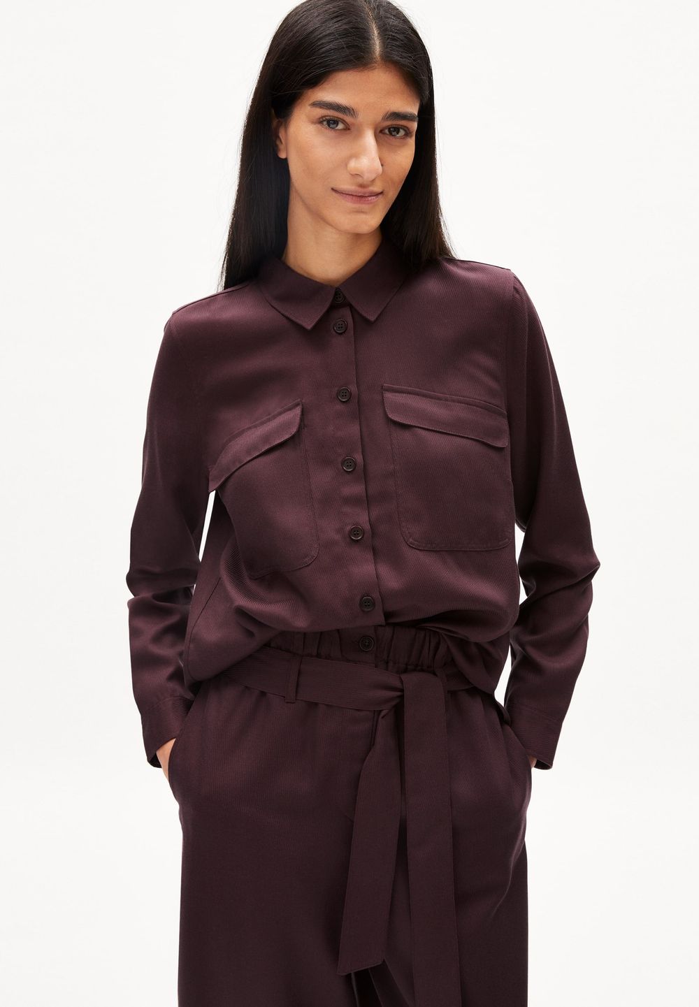 Chemise fluide prune en tencel - aannis fudge femme - Armedangels