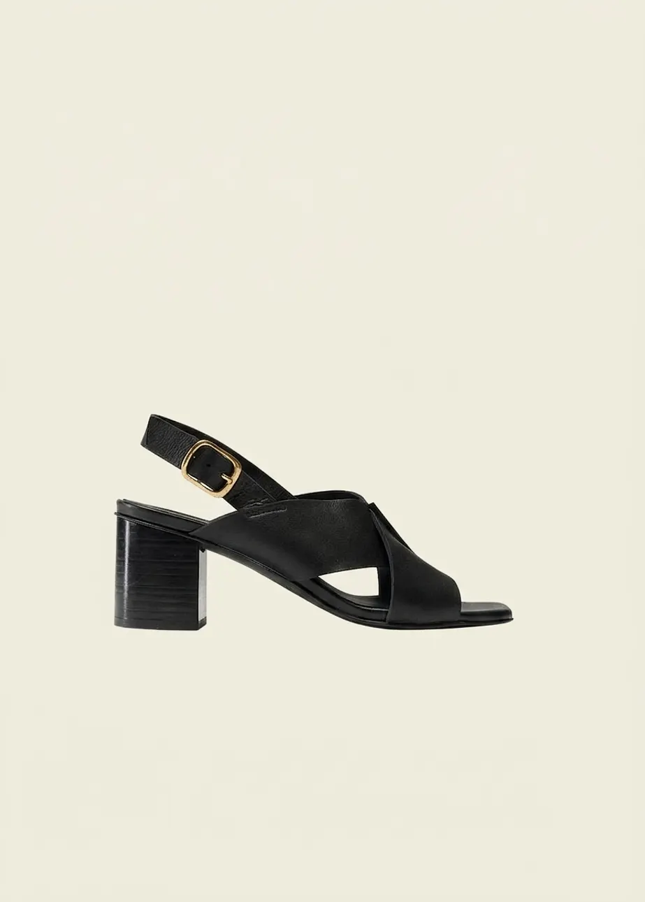 Sandales en cuir certifié | noir "dea - cuir noir", Odaje ex M.Moustache, photo 3