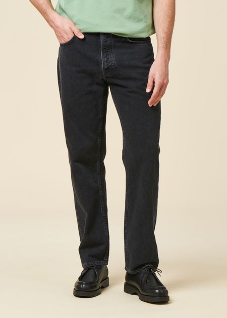 Jean droit large en coton bio | noir "rad rufus black vintage" - Nudie Jeans