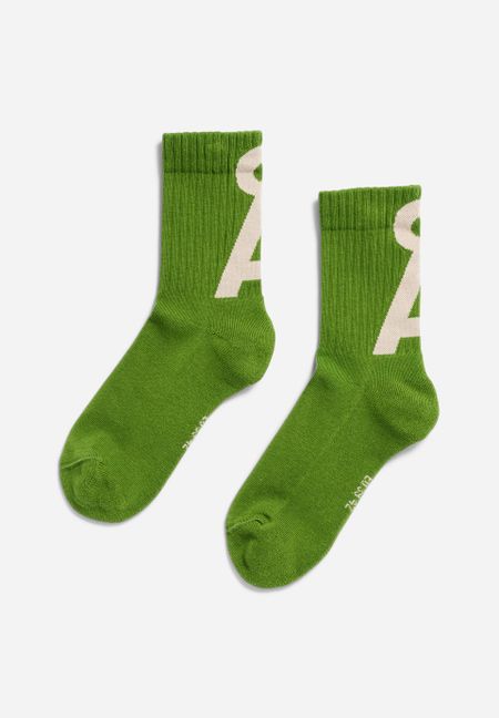 Chaussettes mi-hautes en coton bio | vert "saamus short - ivy green-sand stone"