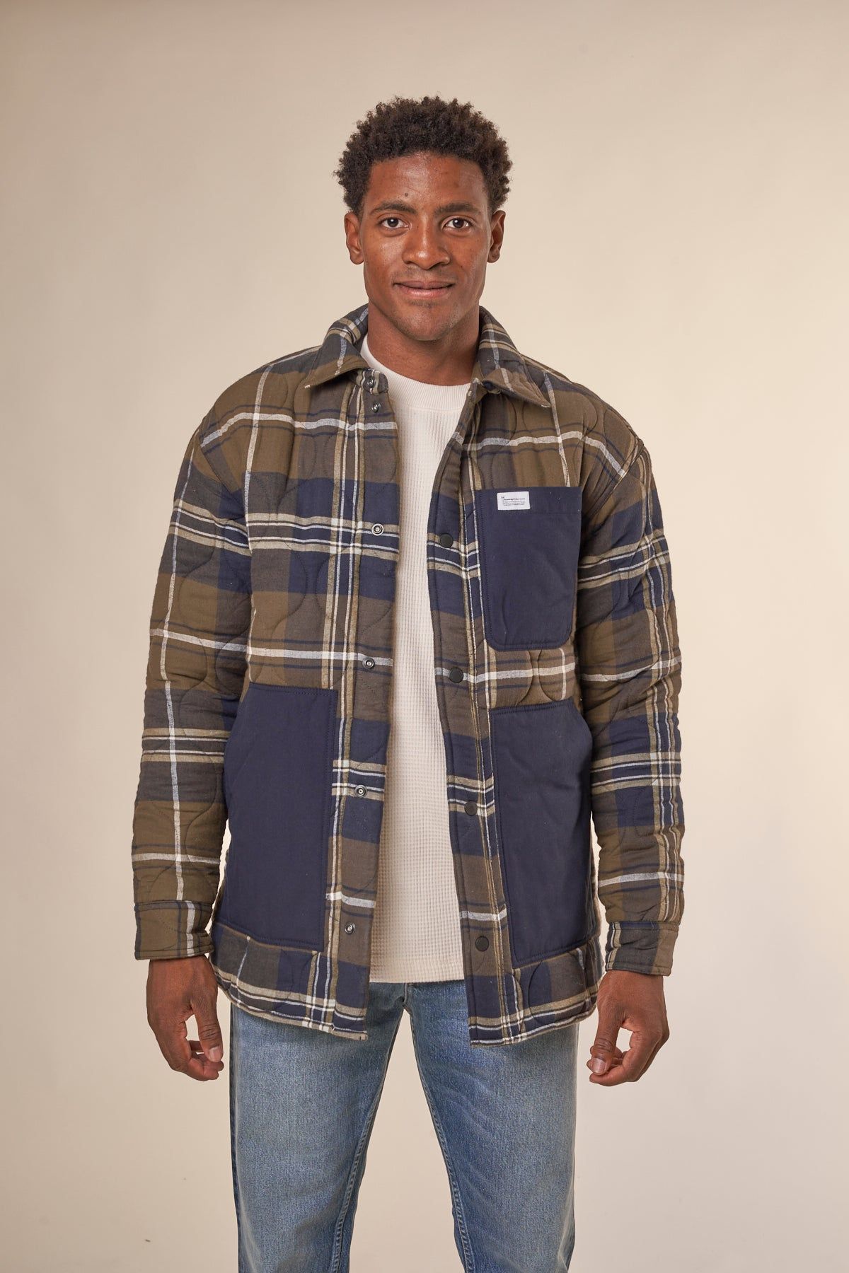 Steppjacke aus Bio-Baumwolle und recyceltem Material | Kariert "checked quilted overshirt green check", Knowledge Cotton Apparel, Foto 1