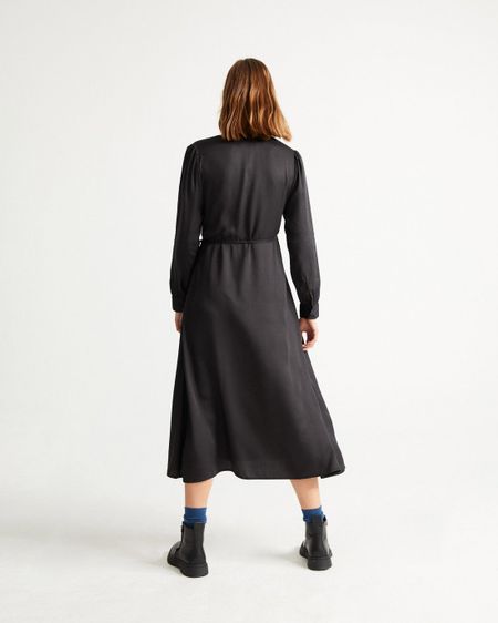 Robe cache-coeur noire en tencel - camille black, Thinking Mu, photo 4