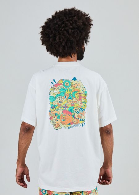 T-shirt en coton bio | blanc "Asis percales party animal oversize t-shirt white" - Brava Fabrics