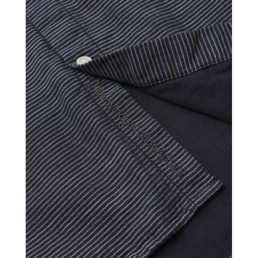 Chemise col mao rayée bleu nuit en coton bio - larch, Knowledge Cotton Apparel, photo 3