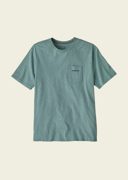T-shirt imprimé en coton et matière recyclé | bleu "boardshort logo pocket responsibili-tee - blsg" - Patagonia