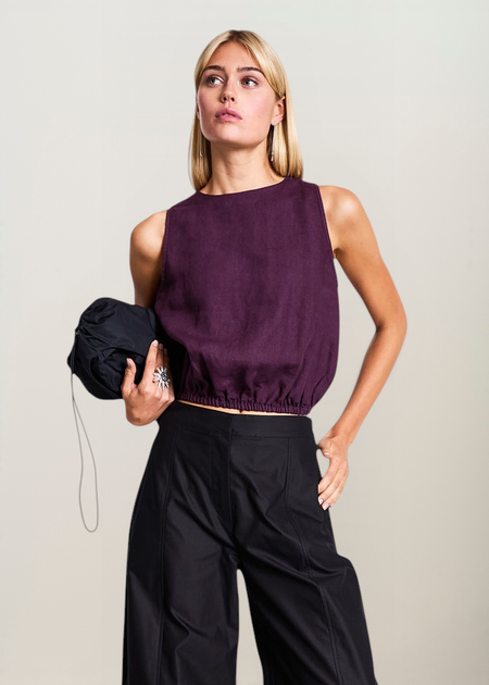 Top aus Leinen | bordeaux "lupin - cherry lacquer", Jan'n June, Foto 1