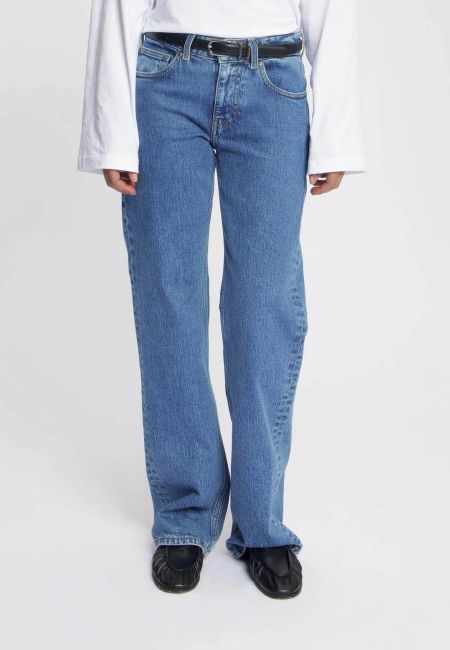 Jean droit en coton bio et recyclé | bleu "carry mid straight - stone vintage" - Mud Jeans