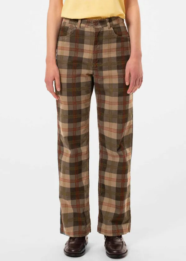 Pantalon ample velours en coton bio | carreaux tartan "clean eileen corduroy", Nudie Jeans