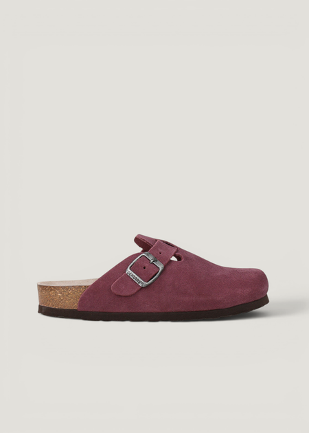 Sabots en cuir certifié | bordeaux "riva velour burgundy", Genuins