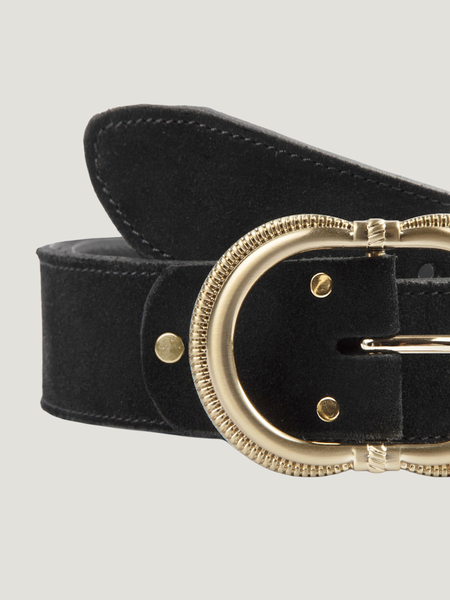 Ceinture cuir certifié | daim noir  "honfleur" - Jules & Jenn